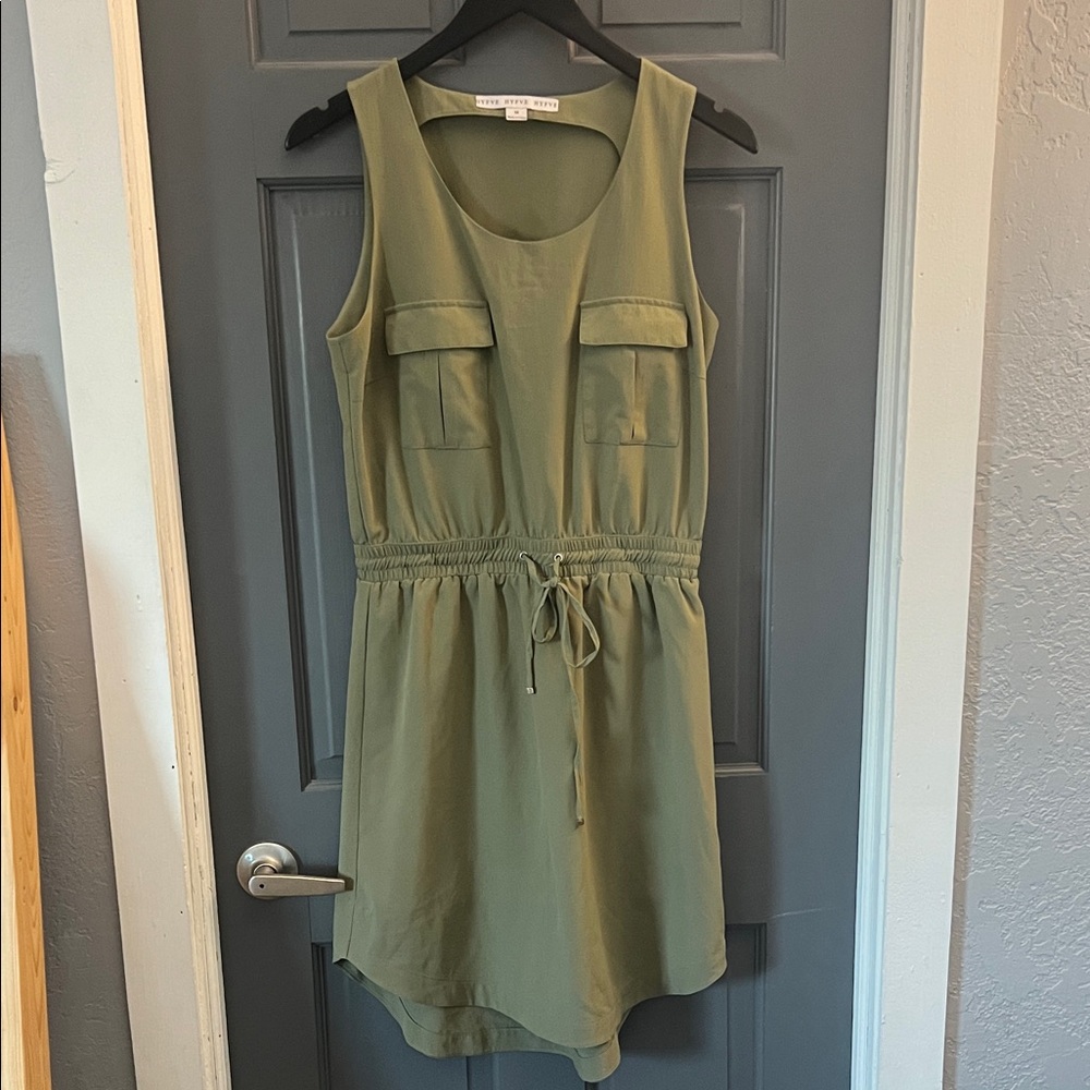 HYFVE Sage Green Drawstring Pocket Dress HALI